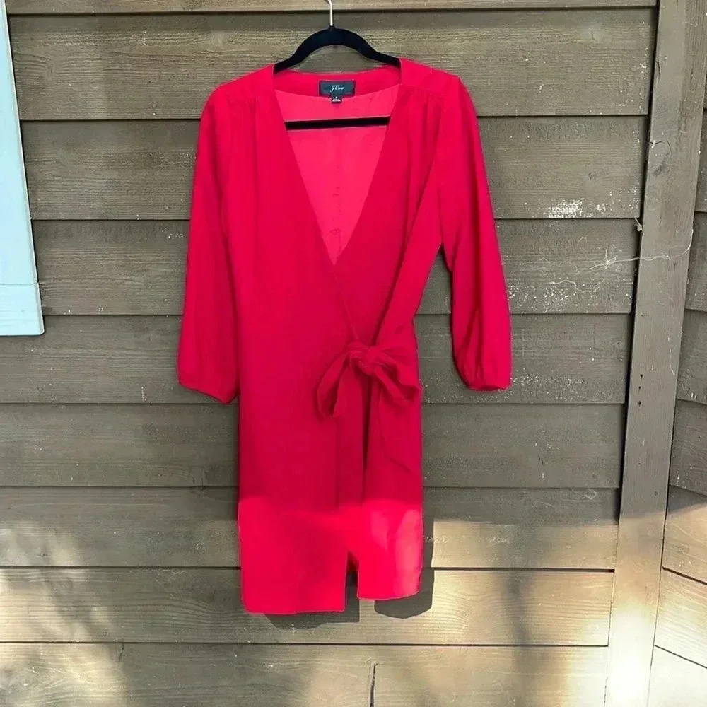 J. Crew Crimson Color Wrap Dress Size 2